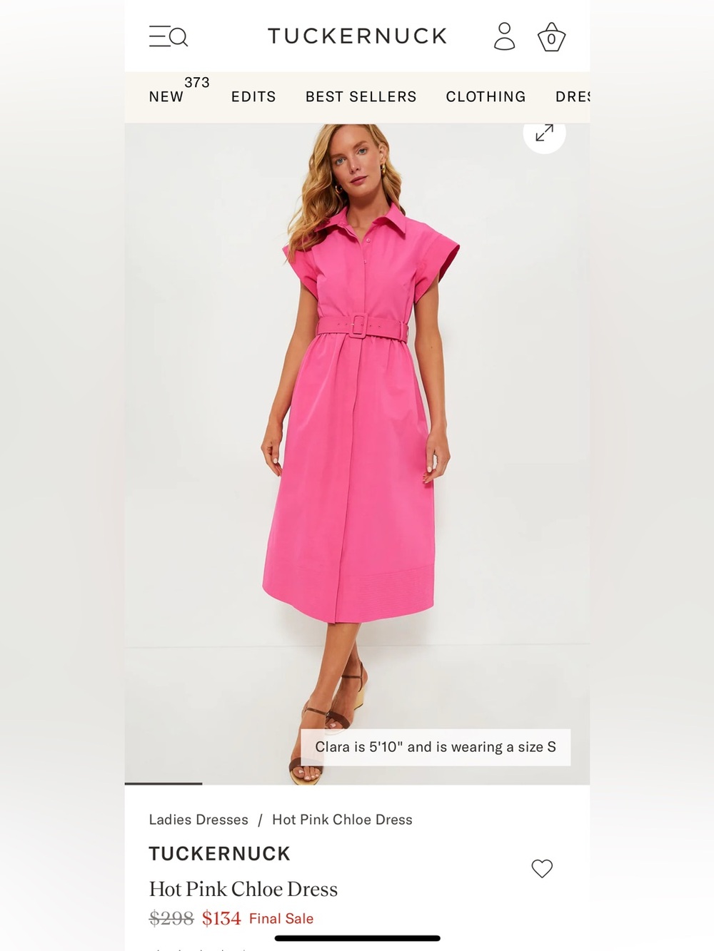 Tuckernuck Hot Pink Chloe Belted Midi Dress